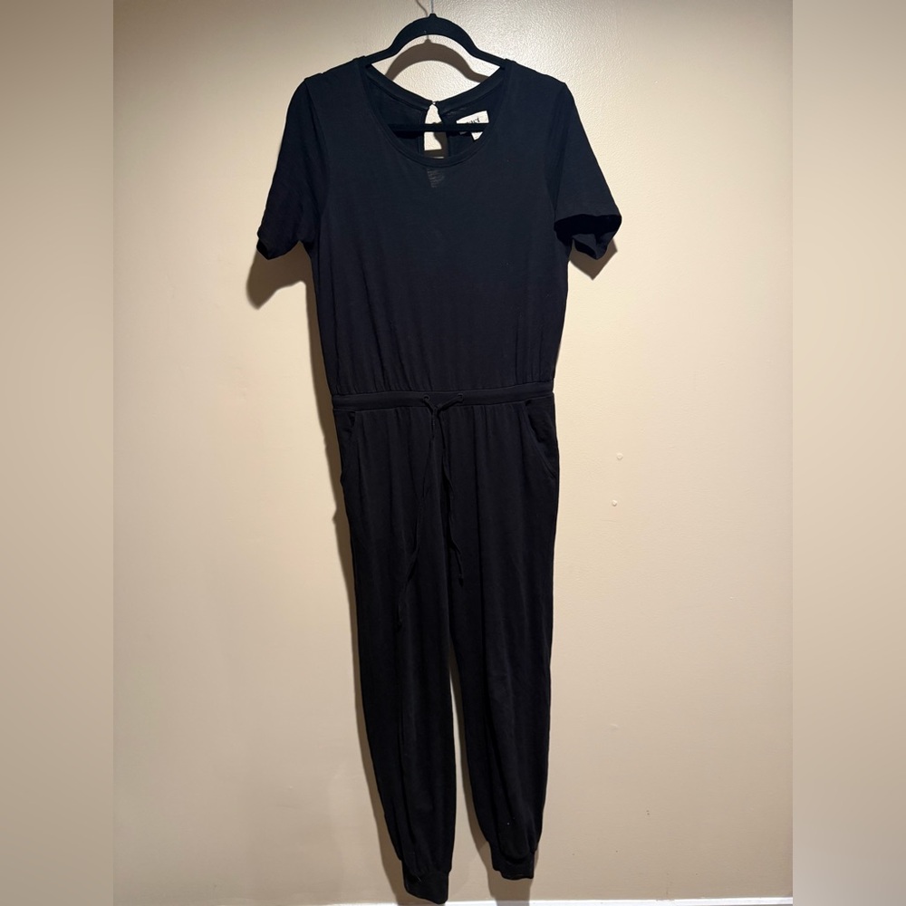 Pact Black Short-Sleeve Jumpsuit